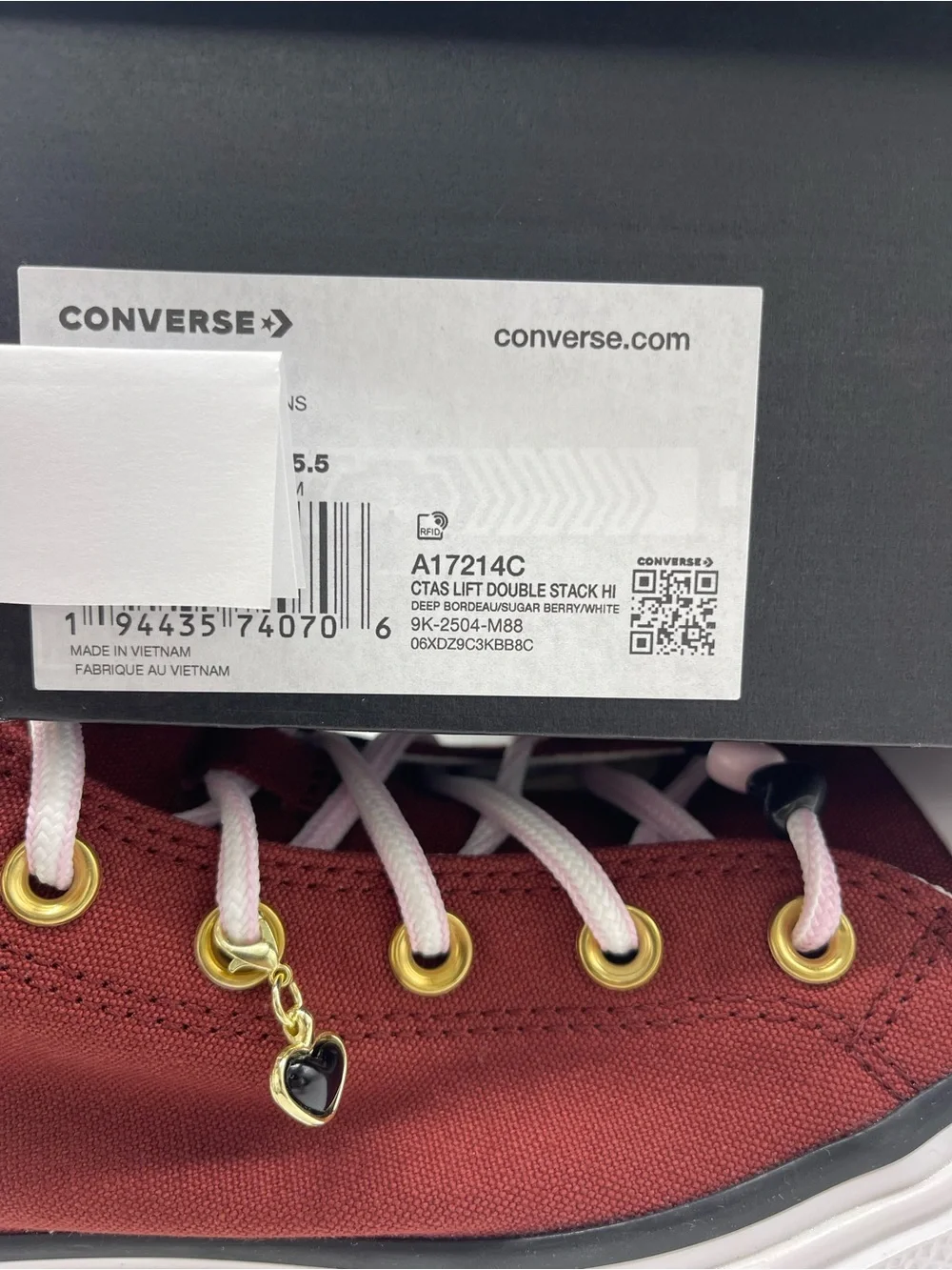Converse CTAS LIFT DOUBLE STACK HI DEEP BORDEAU/SUGAR BERRY Platform Sneakers
